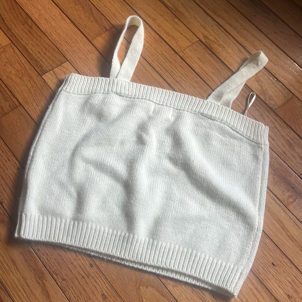 Cream Knit Acrylic Sweater Tank Small Women’s dreamers by debut Crop Tank Top - Picture 4 of 7